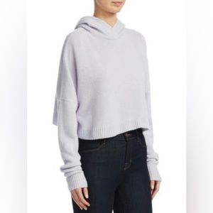 Theory Cashmere Cropped Hoodie in Lavender Grey